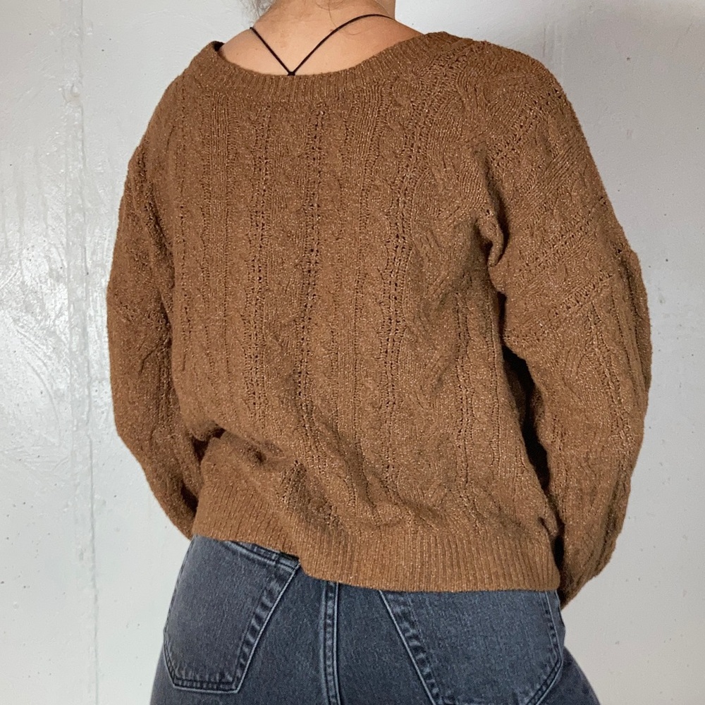 Cropped Tie Front Knit V Neck Lightweight Sweater - Picture 7 of 9